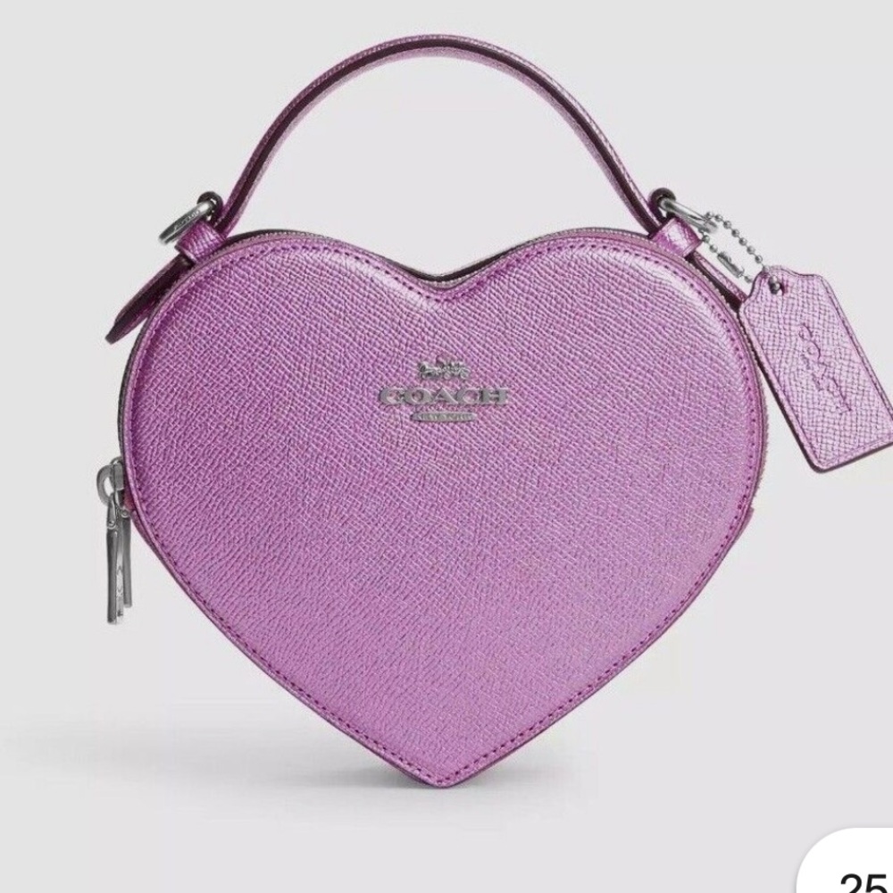 Coach Heart Crossbody Bag - Purple Metallic